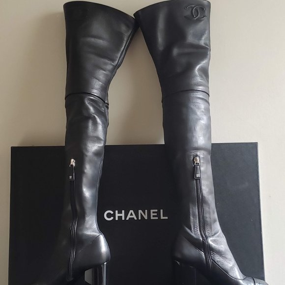 COPY - CHANEL | Black Over the Knee Boots | 36.5 - Picture 3 of 15